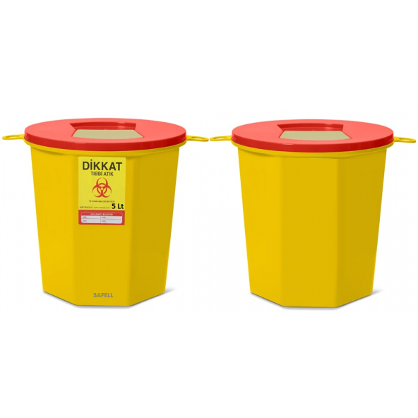 Safell Tıbbi Atık Kutusu - Tıbbi Atık Kovası - 5 Litre 80 Adet - 2