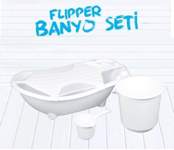 Flipper Bebek Banyo Küvet Seti - 5 Parça Bebek Banyo Küveti