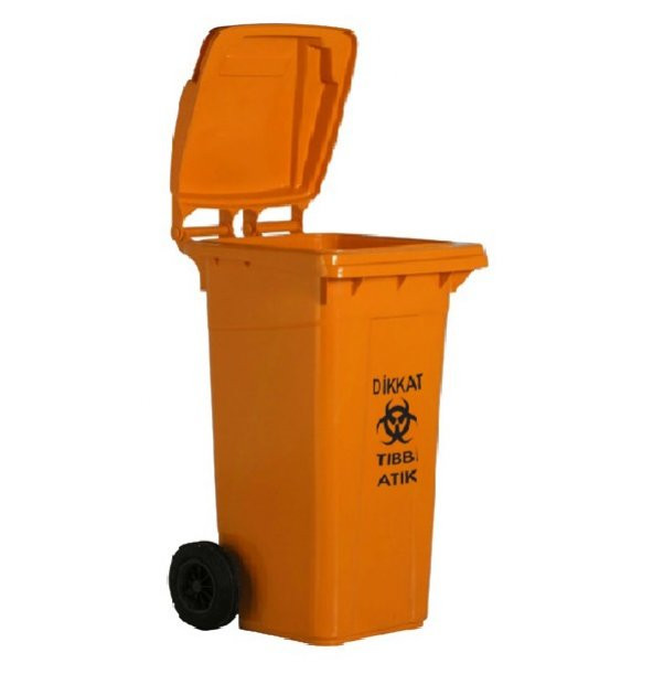 Safell Plastik Tıbbi Atık Çöp Konteyneri 120 Litre Konteyner A+ Kalite- Kırmızı - 2