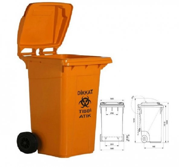 Safell Plastik Tıbbi Atık Çöp Konteyneri 240 Litre Konteyner A+ Kalite Kırmızı - 4