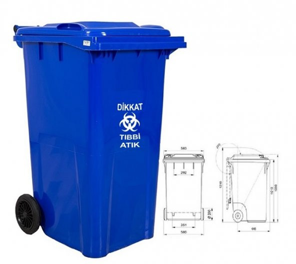 Safell Plastik Tıbbi Atık Çöp Konteyneri 240 Litre Konteyner A+ Kalite Kırmızı - 5