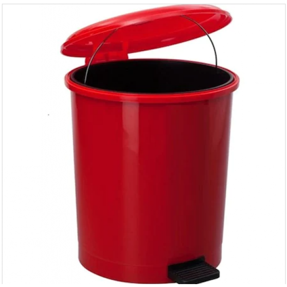 Safell Plastik Pedallı Çöp kovası 40 litre - İç Kovalı - Kırmızı