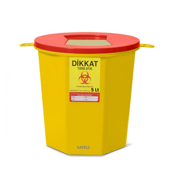 Safell Tıbbi Atık Kutusu - Tıbbi Atık Kovası 5 Litre 100 Adet