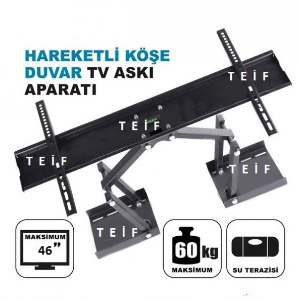 Teif 46'' - 117 Ekran Köşe Askı Aparatı - Led Tv Köşe Askı Aparatı - Su Terazili - 2