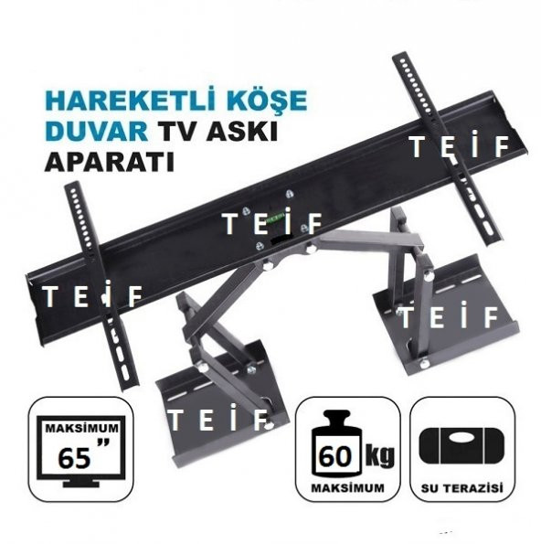 Teif 65'' - 165 Ekran Köşe Askı Aparatı - Led Tv Köşe Askı Aparatı - Su Terazili - 2