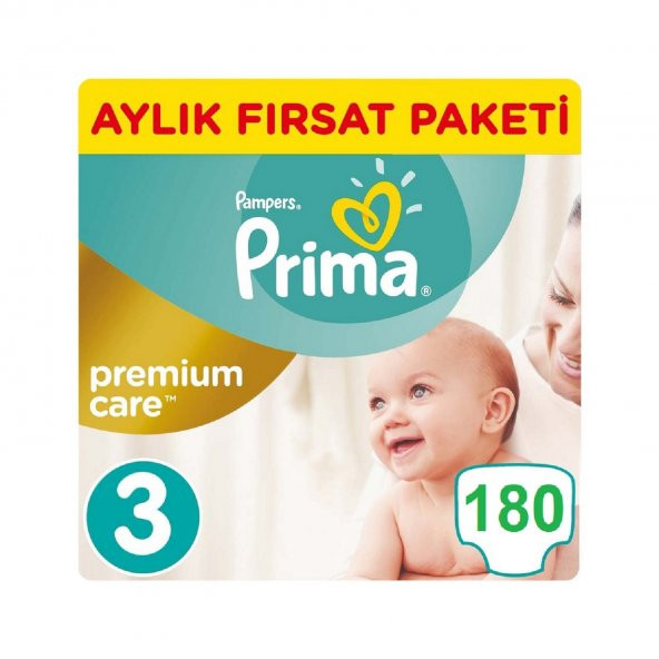 Prima Bebek Bezi Premium Care 3 Beden Midi Aylık Paketi 180 Adet