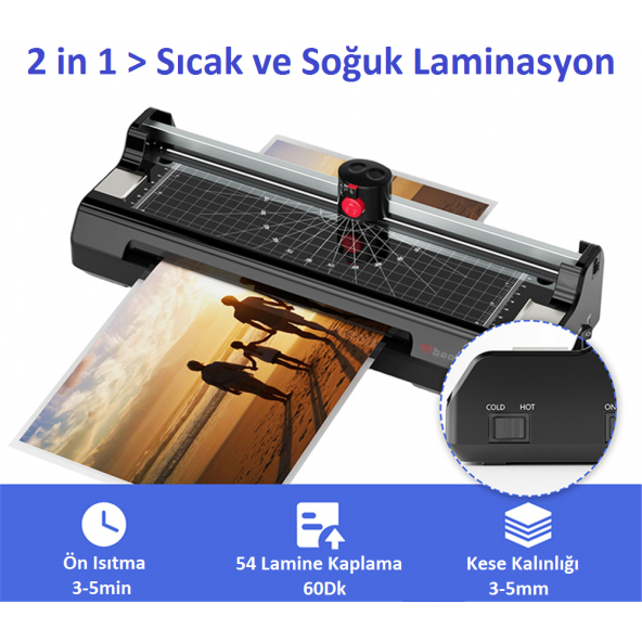 Baove OCW380 A3 Laminasyon Makinesi ve Kağıt Kesme Makinesi + 20 Pvc Film - 2