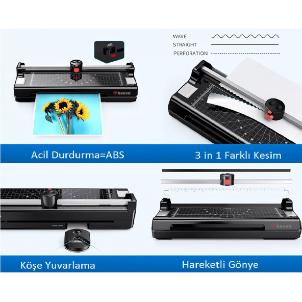 Baove OCW380 A3 Laminasyon Makinesi ve Kağıt Kesme Makinesi + 20 Pvc Film - 6