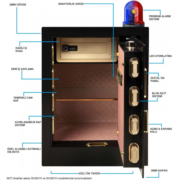 İnsafe ISC60YH Special Edition Büyük Boy Çelik Para Kasası - Değerli Eşya ve Mücevher Kasası - 4