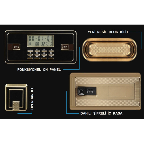 İnsafe ISC60YH Special Edition Büyük Boy Çelik Para Kasası - Değerli Eşya ve Mücevher Kasası - 6