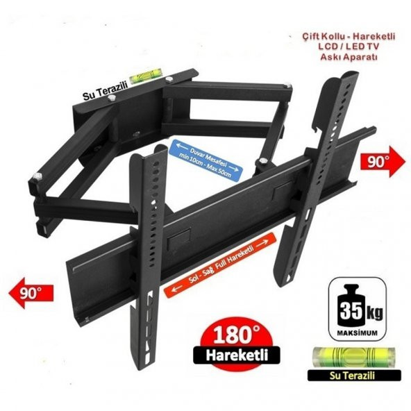 Elektro 40'' - 65'' Ekran Çift Kollu Hareketli Tv Askı Aparatı - 6cm - 2