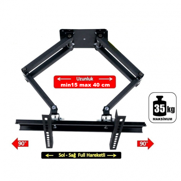 Teif 32'' - 50'' - 82- 127 Ekran Çift Kollu Hareketli TV Askı Aparatı - 6 CM - 2