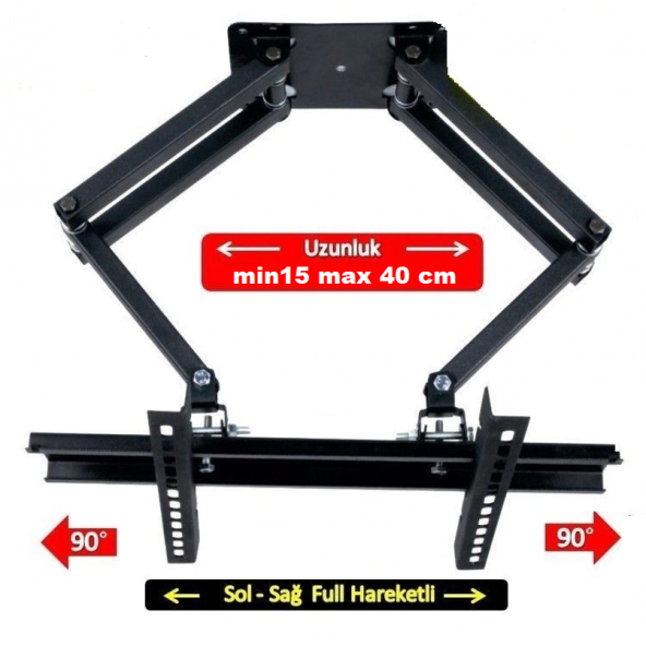Dizayn Truva 32'' - 55'' - 82-140 Ekran Hareketli Tv Askı Aparatı -  Su Terazisi Hediye - 2