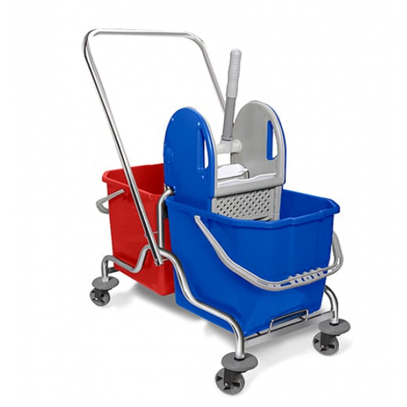 Safell Çift Kovalı Krom Temizlik Arabası - Temizlik Seti