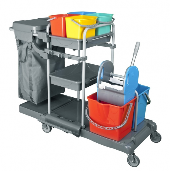 Safell SF3301 Brandalı Krom Kat Temizlik Arabası - Çöp Toplama Arabası