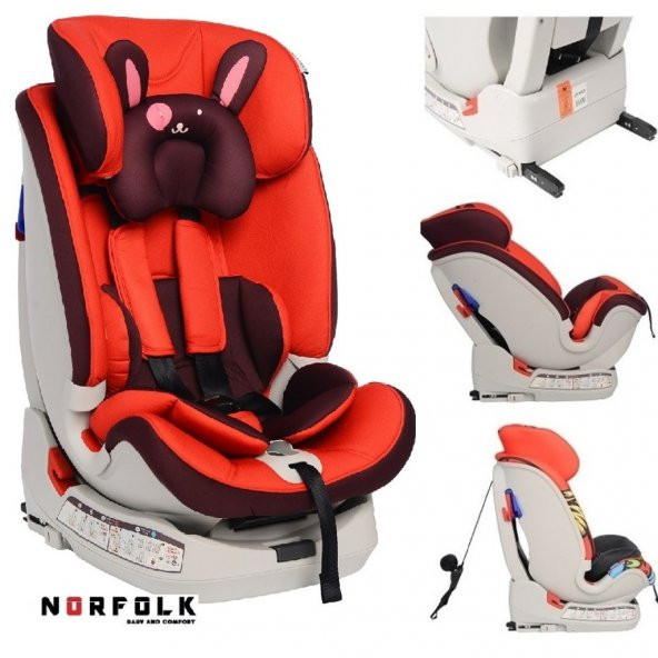 Norfolk Pro Baby Safe Isofixli 9 - 36 kg Çocuk Oto Koltuğu - Red Hot - İsofix/SIPS/LATCH/ Ece R44/4