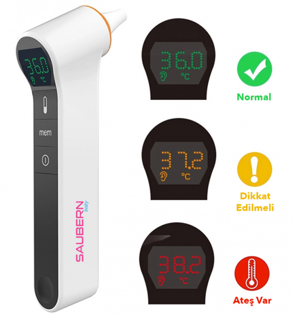 Saubern BNT9603 Temassız Alından Ateş Ölçer - Kulaktan Ateş Ölçer - Termometre - 3