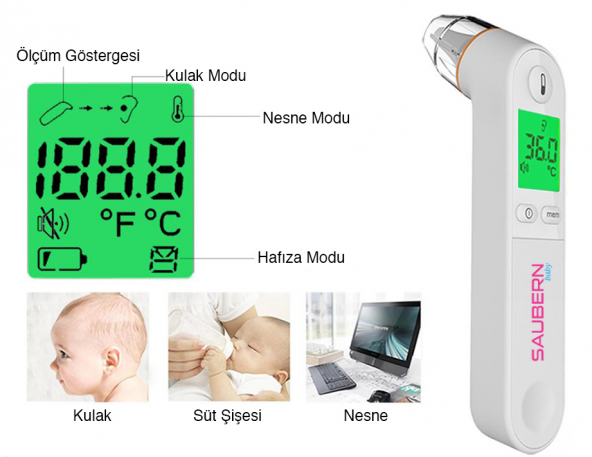 Saubern BNT9601 Kulaktan Ateş Ölçer - Dijital Termometre - 3