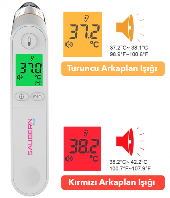 Saubern BNT9601 Kulaktan Ateş Ölçer - Dijital Termometre - 5