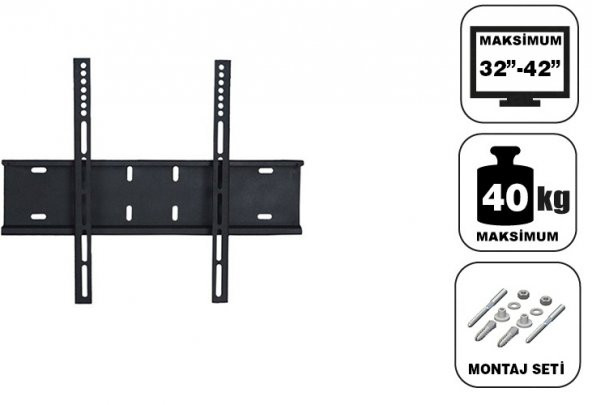 Maxo  32''- 42'' - 82 - 106 Ekran Arası Sabit Tv Askı Aparatı - Su Terazisi Hediye