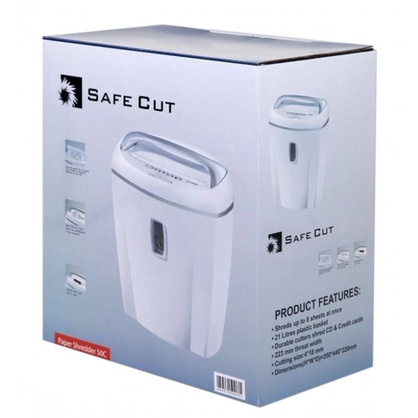 Safecut 50C Evrak İmha Makinesi - 21Litre - 10 Yaprak - Çapraz Kesim (CD + Kağıt) - 6