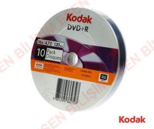 BOŞ DVD KODAK DVD+R 4.7 GB 120 MIN. 10LU PAKET