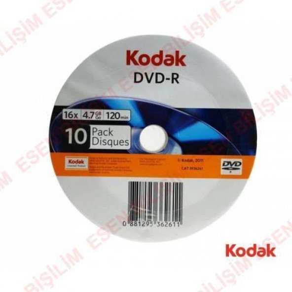 BOŞ DVD KODAK DVD-R 4.7 GB 120 MIN. 10LU PAKET