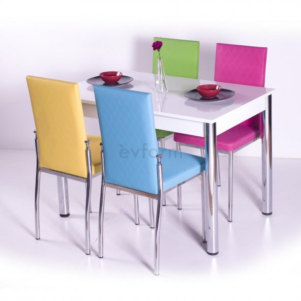 Gökkuşağı Mutfak Masası Yemek Takımı Masa Takımı Sandalye 10 Renk
