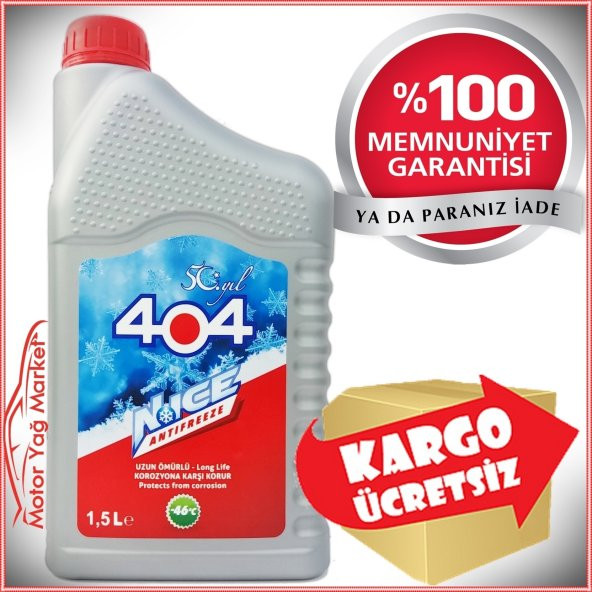 404 Organik Kırmızı Antifriz (1.5 Litre -36 DERECE)