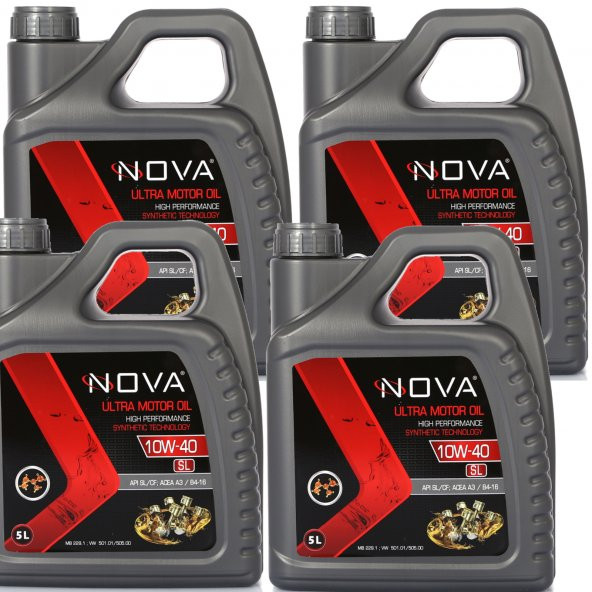 Nova 10W-40 5 Litre Motor Yağı Benzin, Lpg, Dizel (4 ADET)