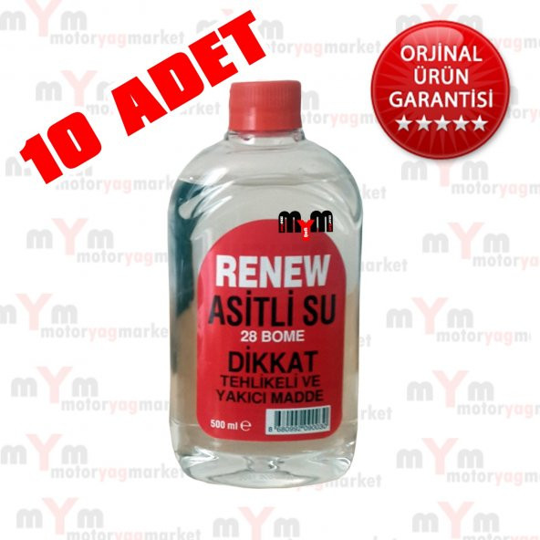 Renew Asitli Su 650gr - 500ml (Akü Asiti) 10 ADET