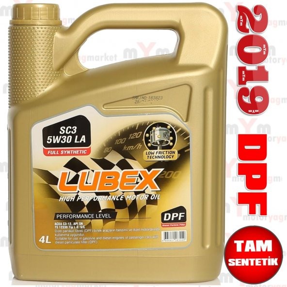 Lubex SC3 LA 5W-30 4 Litre Tam Sentetik Motor Yağı *ACEA C3 DPFli