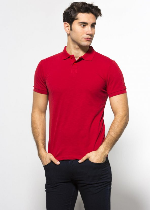DEGARZAKırmızı Erkek Polo Yaka Basic Tişört
