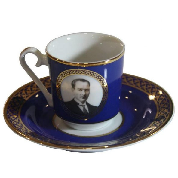 Kütahya Porselen Atatürk Kahve Fincan Takımı Kobalt