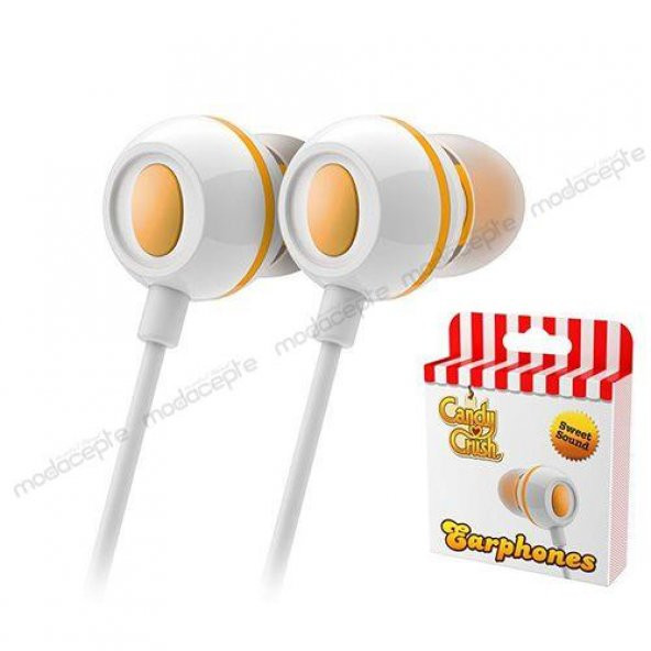 Candy Crush Mikrofonlu Kulak İçi Kulaklık Turuncu (Lisanslı)