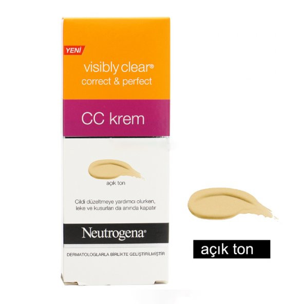 Neutrogena Visibly Clear Correct & Perfect CC Krem 50 ml Açık Ton
