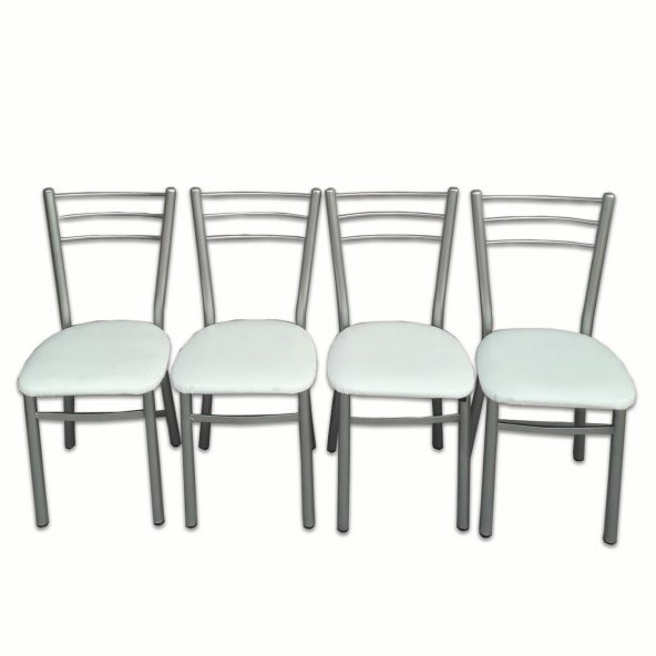 Vural Ultra Kalın Beyaz 4lü Metal Sandalye-4 Adet
