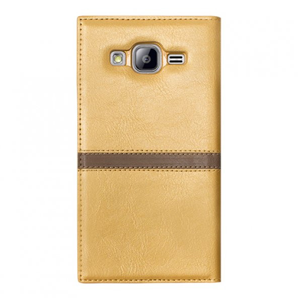Samsung Galaxy On5 (G5520) Gizli Mıknatıslı Pencereli Magnum Kılıf Gold - 2
