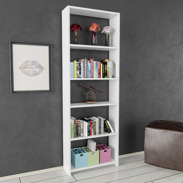 YAKAMOZ 5 RAFLI KALİTELİ KİTAPLIK (ARKALIKSIZ MODEL)