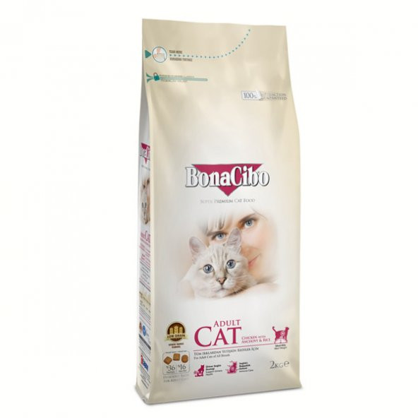 BonaCibo Adult Cat TAVUKLU (Hamsi ve Pirinçli) 2 Kg
