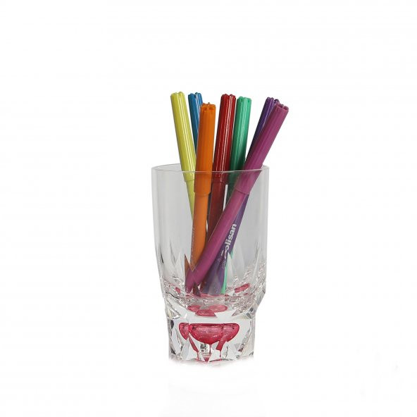 610730DK KALEMLİK KRİSTAL DAMLALI KIRMIZI AKRİLİK OFİS GERECİ 7X7X13CM 300ML