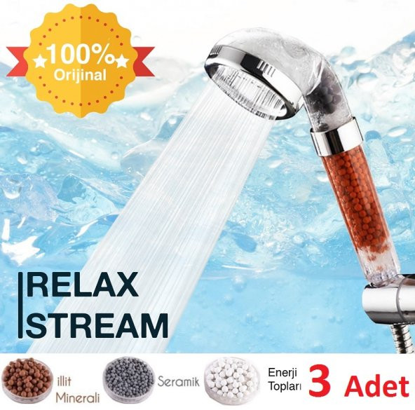 Relax Stream %50 Su Tasarruflu Duş Başlığı - Kokulu ve Arıtmalı Banyo Duş Başlığı - 3 ADET