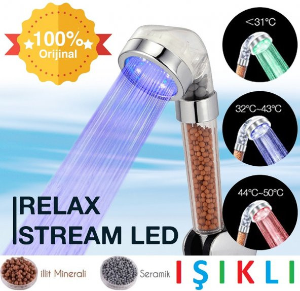 Relax Stream Led Işıklı %50 Su Tasarruflu Duş Başlığı - Kokulu ve Arıtmalı Duş Başlığı