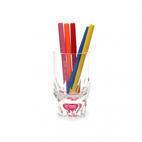 610730DK KALEMLİK KRİSTAL DAMLALI KIRMIZI AKRİLİK OFİS GERECİ 7X7X13CM 300ML - 2