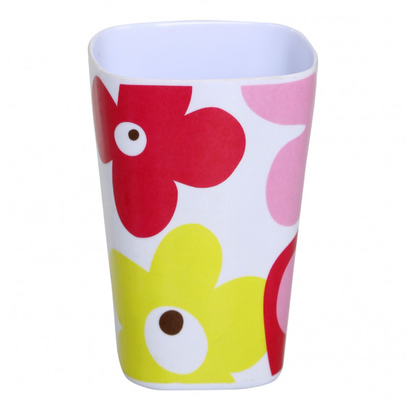 HK5009KP2-K KALEMLİK KIRMIZI PAPATYA DESENLİ OFİS GERECİ 7X7X11CM 300ML - 3