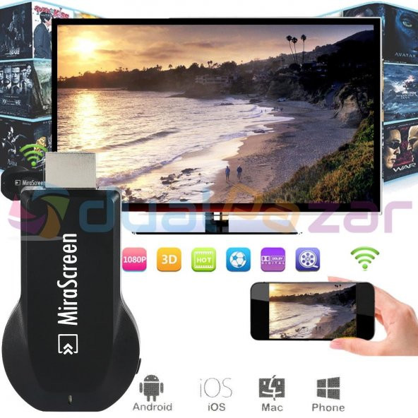 MiraScreen İphone Samsung Tv Wireless Görüntü Aktarım Cihazı