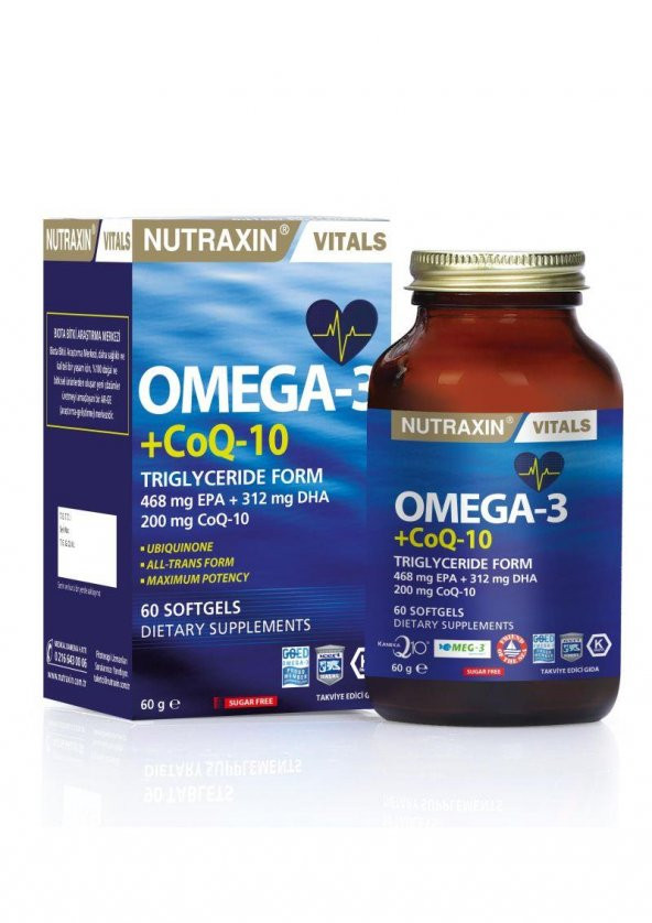 Nutraxin Omega3+CoQ-10 60 Yumuşak Kapsül