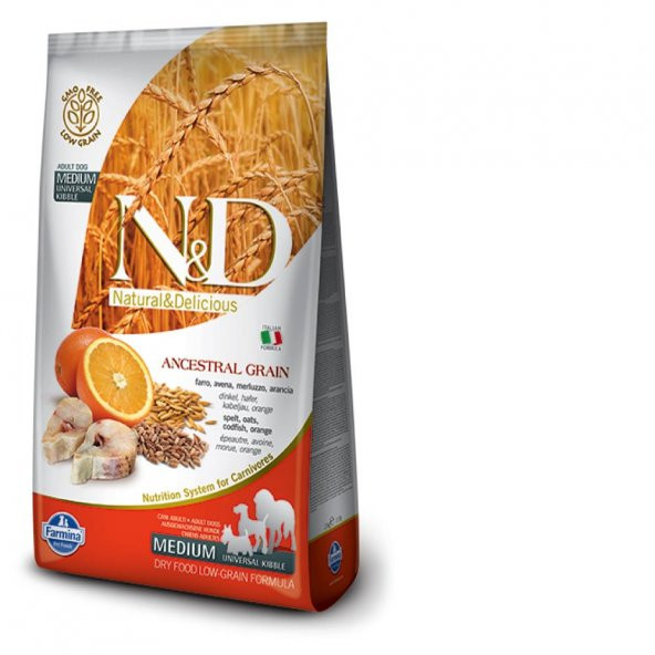 N&D Az Düşük Tahıllı Balıklı Medium Köpek Maması 2,5 Kg