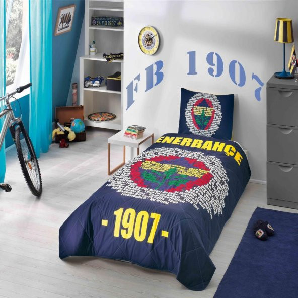 Taç Lisanslı Yatak Örtüsü Seti FB Fenerbahçe Tek Kişilik