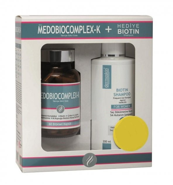 Dermoskin Medobiocomplex 60 Kapsül Kadın Biotin Kadın Şampuan 200 ml Hediyeli